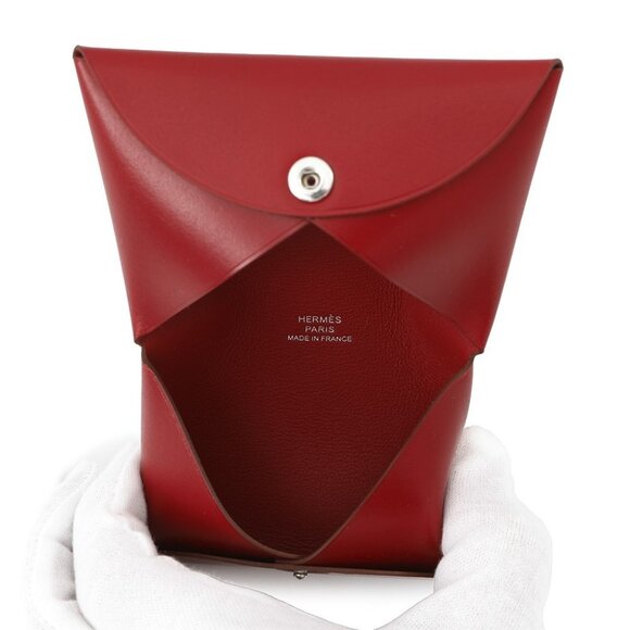 HERMES Calvi Box Calf Leather Rouge Piman - Picture 11 of 11